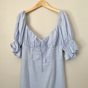 Baby Blue Puff Sleeve Mini Dress